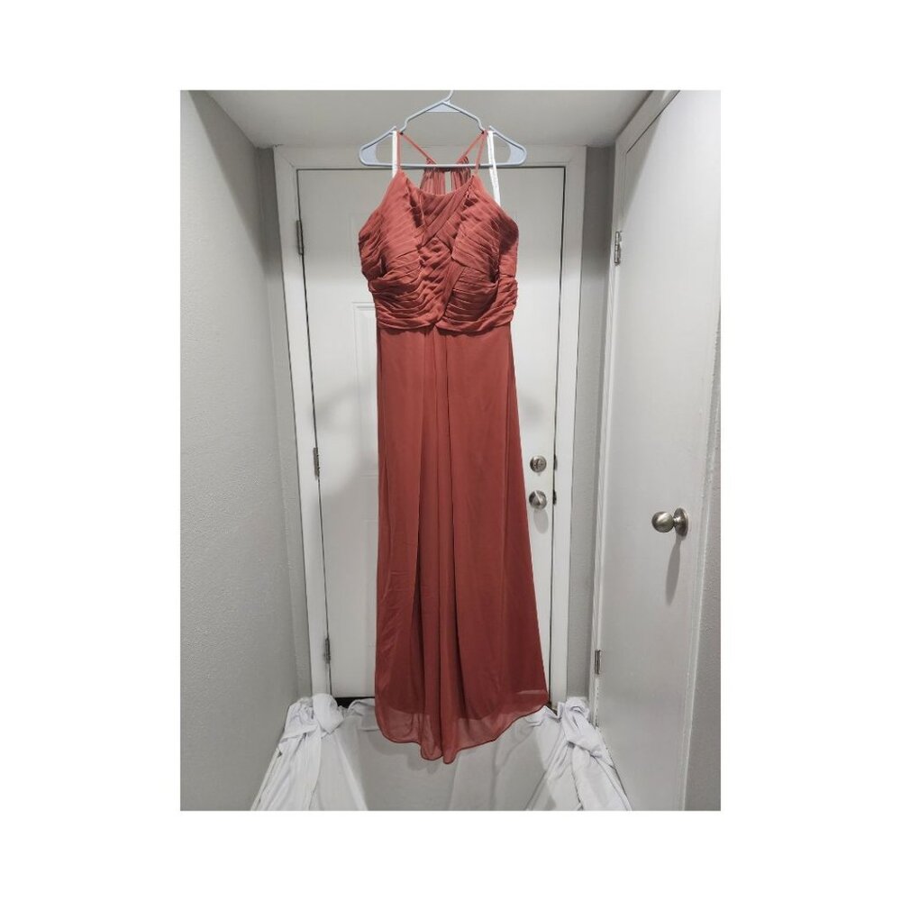 Azazie Halter Bridesmaid Dress Taracotta